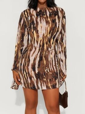 Sheer One-Shoulder Mini Dress